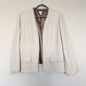 Chico's Crystal Tweed Fringe Tweed Blazer Jacket sz 3 / XL / 16